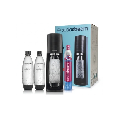 Комплект за сода SodaStream Terra Megapack, бутилка за CO2 + 2 бр. бутилки по 1 л, черни (B01274)