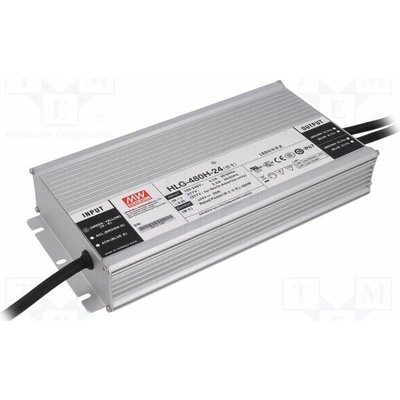 MEAN WELL HLG-480H-24 Napájecí zdroj: spínaný; LED; 480W; 24VDC; 20A; 90÷305VAC; IP67