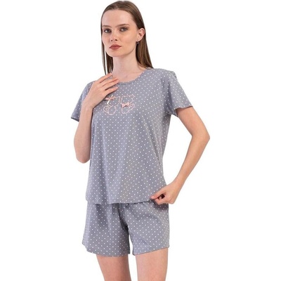 Дамска лятна пижама в сиво на точки