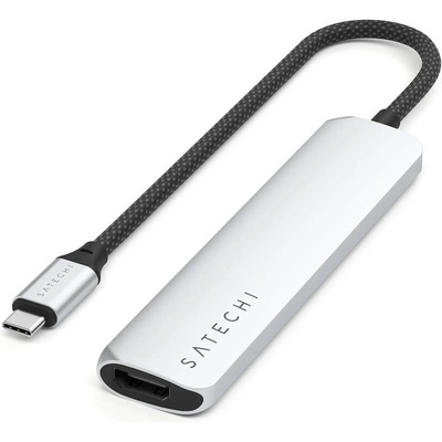 Satechi 6-in-1 USB-C Aluminum Slim Multiport Adapter - мултифункционален хъб за свързване на допълнителна периферия за компютри с USB-C (сребрист)