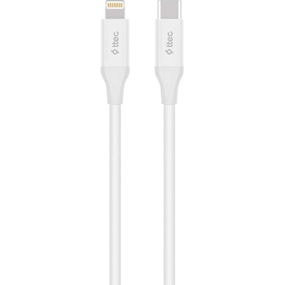 Ttec Кабел ttec - Lightning Fast Charging, USB-C/Lightnning, 1.5 m, бял (8694470827643)