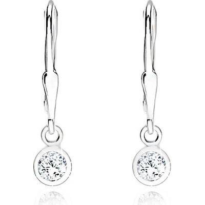 Šperky eshop lesklé náušnice broušený zirkon v kulaté objímce SP56.30