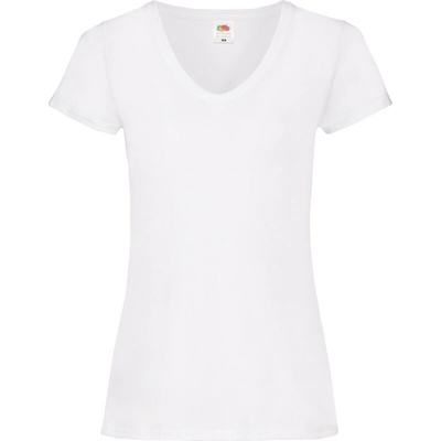Fruit of the Loom Tričko Lady-Fit Valueweight V-Neck T s výstřihem do V krátký rukáv dámské COT-16139800101 Bílá