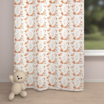 Biante Detský bavlnený záves Sandra SA-523 Líšky a sovy na bielom 150x140 cm