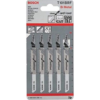Bosch Pílové plátky do priamočiaré píly T 101 BRF, Clean for Hard Wood, 5 kusov, 2608634235