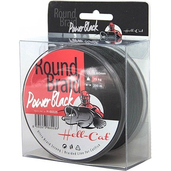 Hell-Cat Šnúra Round Braid Power Black 200m 0,50mm 57,5kg