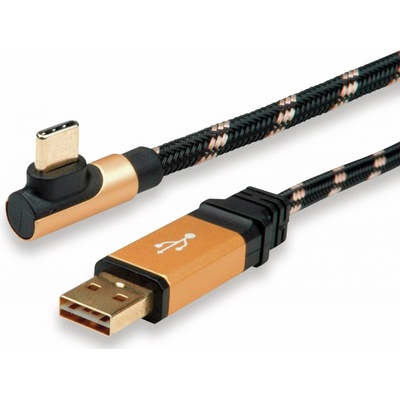 Roline 11.02.9060 USB 2.0, obojstranný USB A(M) – USB C(M) lomený (90°), 0,8m