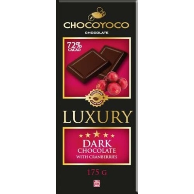 Chocoyoco luxury horká čokoláda 72% s brusnicami 175 g