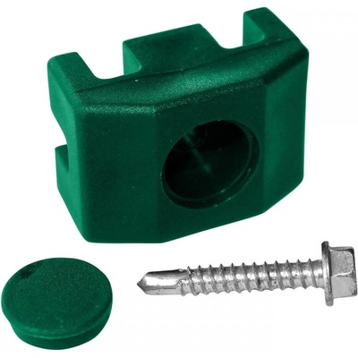 PILECKÝ Příchytka plotového panelu PILOFOR pro sloupek PILODEL plastová se šroubem 60 x 40 mm zelená