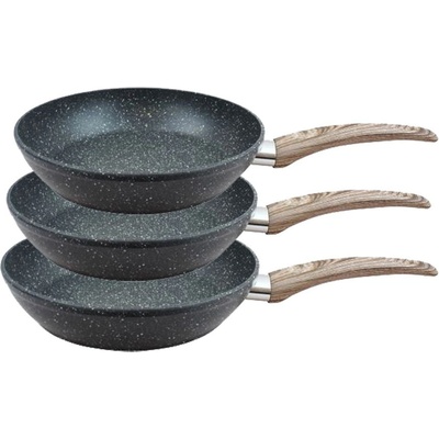 Elekom Комплект 3 бр. тигани 225 m+266 m+287 m, с кафява дръжка