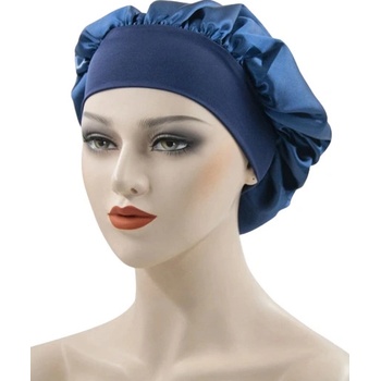 Satin Hair Bonnetabs – Saténová čiapka pre kučeravé vlasy s lemom modrá