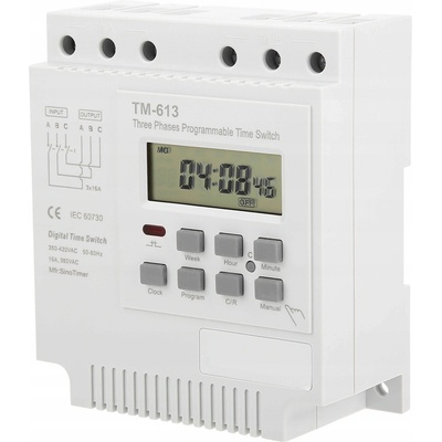 Časový spínač TM-613 třífázový 380 V 16 A 17 ON/OFF