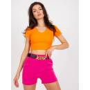 Elegantní šortky S OPASKEM DHJ-SN-13186-1.70-FUCHSIA PINK fuschiové