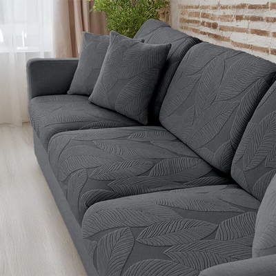 Takoy Poťah na sedačku M vzor listy tmavo šedý