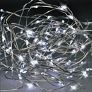Solight vánoční řetěz stříbrný 100x mini LED 10m 3 x AA studené světlo