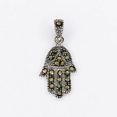 Zlato-Minerály Stříbrný přívěsek markazit ruka Fatimy - hamsa SP05846sd