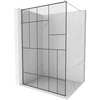 Mexen Kioto душ-преграда Walk-in 80 x 200 см, черен модел 8 мм, матиран никел - 800-080-101-97-78 (800-080-101-97-78)