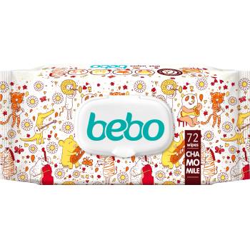 Bebo влажни кърпи с екстракт от лайка капак - 72 броя