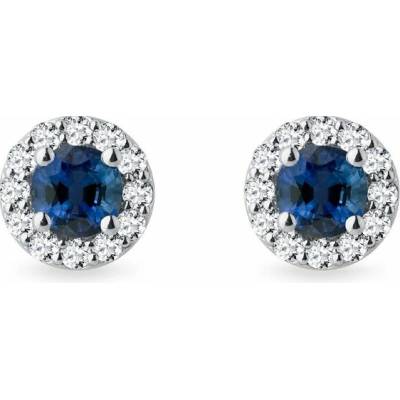 Klenota Halo z bílého zlata se safíry a diamanty E0281602
