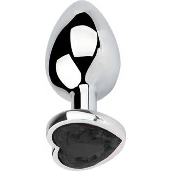 Sensual Метално дилдо Butt Plug "SILVER HEART BLACK" 7 см. Размер-S