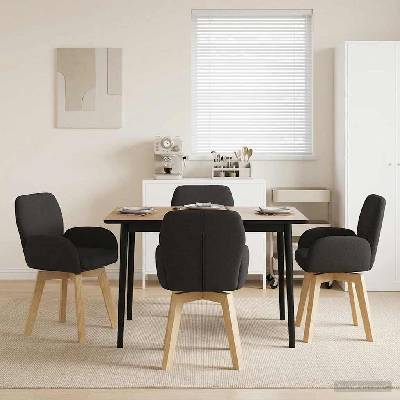 vidaXL Въртящи се трапезни столове 4 pcs Букле Черно 54 x 58 x 87 см (3428287)