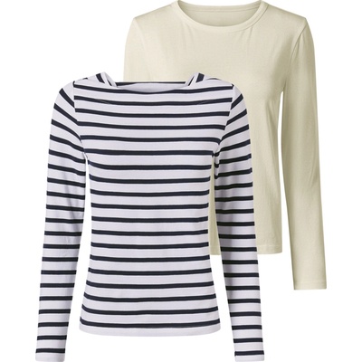 esmara Dámské triko s dlouhými rukávy bílá / navy modrá – Zboží Dáma