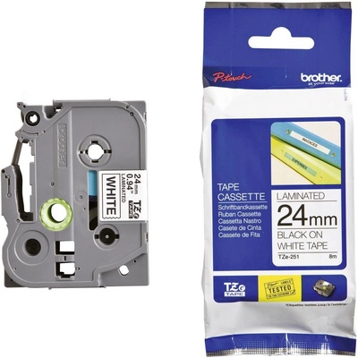 etikety Brother TZe, TZ TZe-251 PET Farba pásky: biela Farba písma:čierna 24 mm 8 m