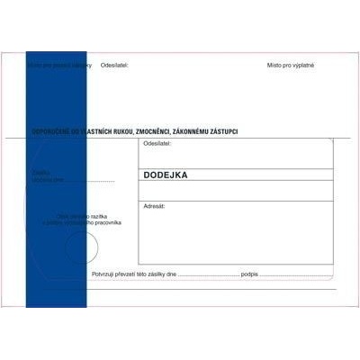 Obálky B6 s dodejkou samopropisovací - s modrým pruhem / 1000 ks