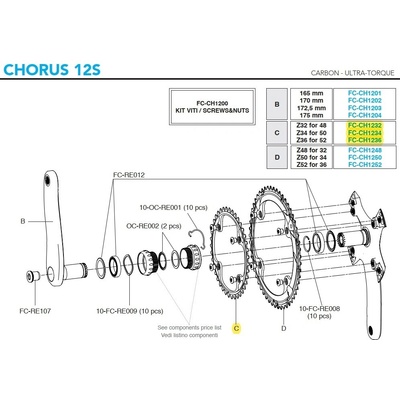 Prevodník 12s Campagnolo CH, 34z, vr.skrutkov (rv 2020 - ....)
