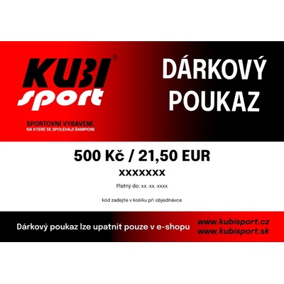 Kubisport Darčekový poukaz v hodnote 500 Kč / 21,50 EUR