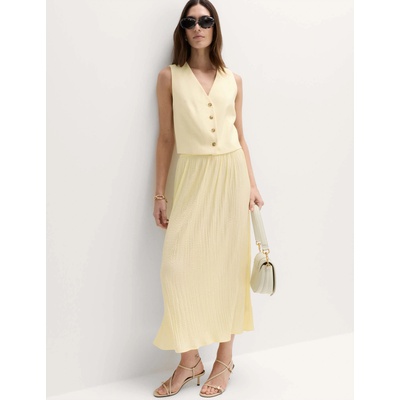 Marks & Spencer Плисирана миди пола с текстура Marks & Spencer жълта Marks & Spencer | Zhalt | ЖЕНИ | 10