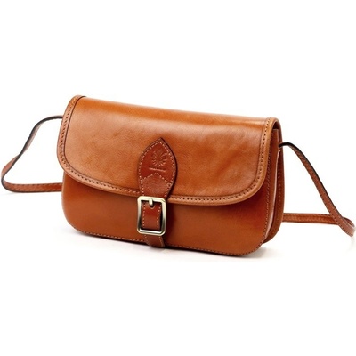 Pevná kožená crossbody kabelka Florence 05 Hnědá