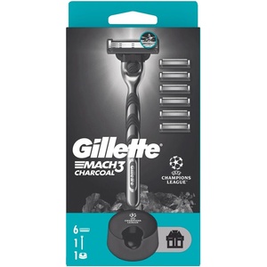 Gillette UEFA Champions League Специално издание Gillette Mach3 Charcoal Мъжка самобръсначка с касета (10BL090143)
