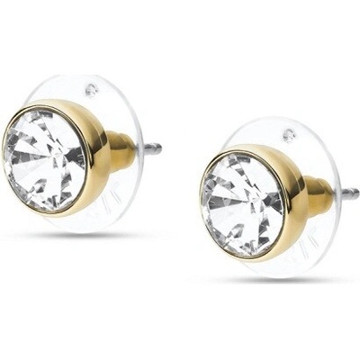 Fossil Pozlátené náušnice kôstky s kryštálom JOA00668710