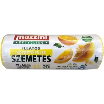 Mazzini Vrecia na odpadky recyklované s uškom parfumované 35 l 20 ks 10 µm citrusová vôňa