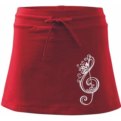 Husľový kľúč kvety šporrtová sukňa Two in One červená