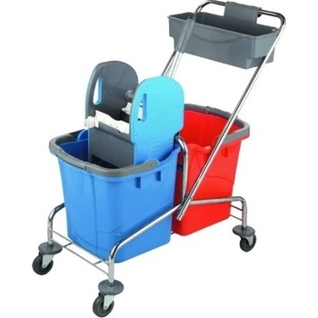 Cleanex Upratovací vozík 2 x 25 l vedrá chrom. konštrukcia žmýkací lis