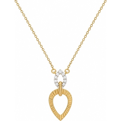 Šperky eshop Briliantový náhrdelník 14K z kombinovaného zlata s dvojitou slzou S6BT600.45