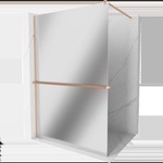 Mexen Kioto+ душ стена с рафт Walk-in 130 x 200 cm, огледало, четкана мед - 800-130-121-65-50 (800-130-121-65-50)