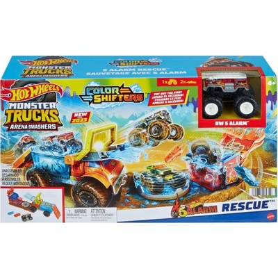 Hot Wheels Mattel Monster Trucks Arena Smashers Color Shifters 5-Alarm Rescue (mHPN73