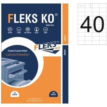 Fleks Ko Етикети Fleks Ko Бели, прави ъгли, 52.5x29.7 mm A4, 100 л. 4 (520160-11-22007)