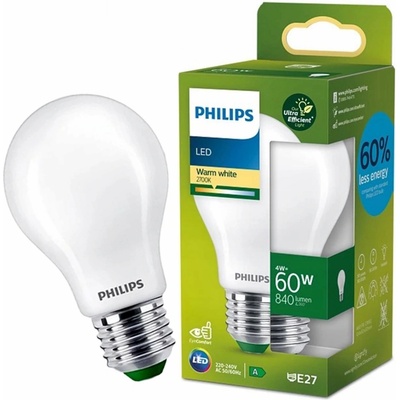Philips LED žiarovka E27 A60 4W = 60W 840lm 2700K Warm Filament Milk Ultra Efficient