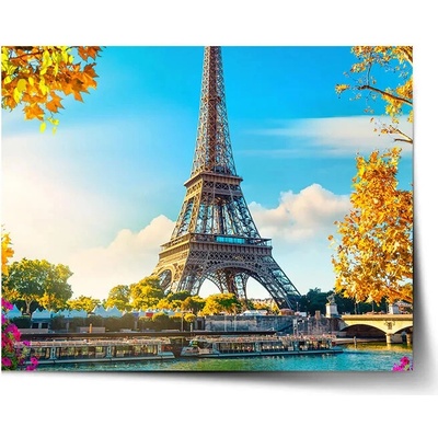 Sablio Plagát Paríž Eiffelova veža Flowers - 90x60 cm