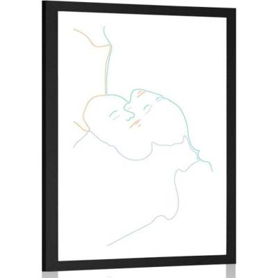 Plakát s paspartou barevné linie lidí - 40x60 black