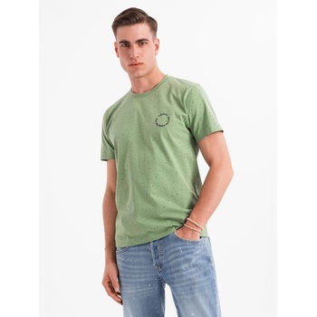 Ombre Clothing Мъжка памучна тениска с печат и кръгло деколте - зелена Ombre Clothing | Zelen | МЪЖЕ | S