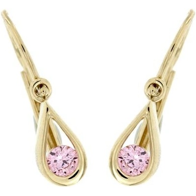 Zlatnictví U Kostela zlaté náušnice pro miminko s růžovým kamínkem 5246