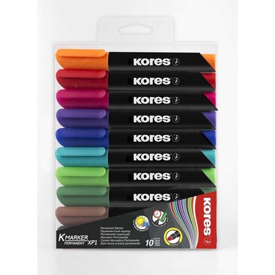 Kores K-MARKER Permanentný popisovač, okrúhly hrot 3 mm, mix 10 farieb