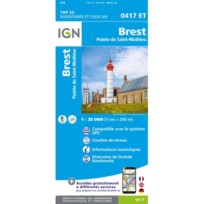 IGN mapa Brest,Pointe Saint-Mathieu 1:25 t.