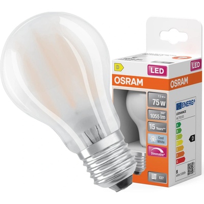 Osram LED žiarovka E27 A60 7,5W 75W 1055lm 4000K Neutrálne 300° Stmievateľné vlákno SUPER STAR