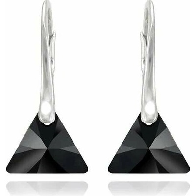 Swarovski Elements Xilion Triangle krystal 12 mm Stříbrné náušnice visací černý trojúhelník 39174.2
